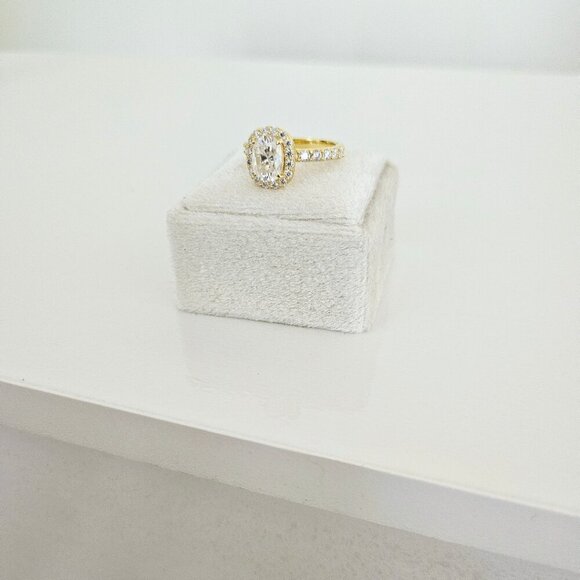 2 CT Elongated Cushion Cut Moissanite Ring - Sterling Silver Gold-Plated - Picture 4 of 5